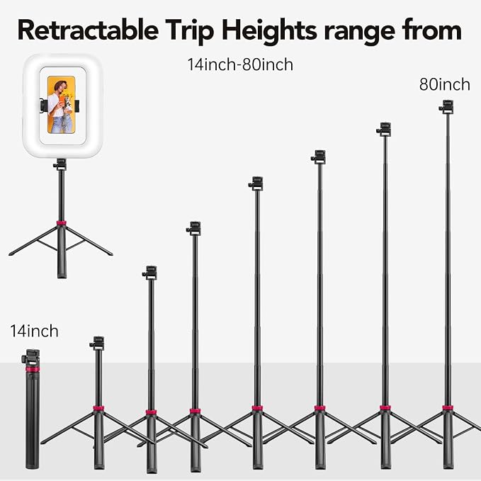 Phone Ring Light with 80" Tall Tripod Stand Built-in 8000mAh Battery Handheld Smartphone Photo Selfie Video Rig Lights 2700K-6500K for Tiktok, YouTube, Video Recording, Filmmaking, Vloging - Image 3