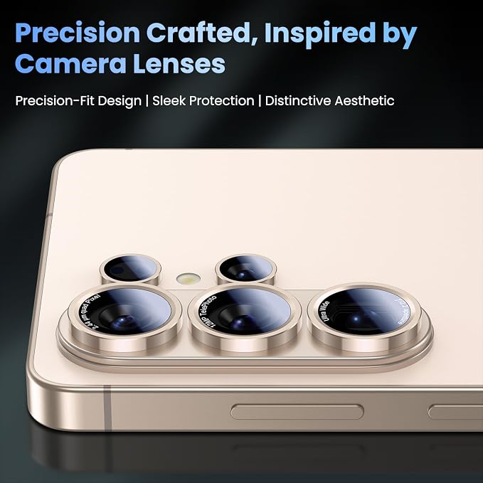 Uyiton for Samsung Galaxy S26 Ultra Camera Lens Protector, Unique Design | Case-Friendly, Ultra-Thin, Military-Grade Sapphire Glass with Aluminum Metal Rear Camera Screen Cover, Pink Gold - Image 3