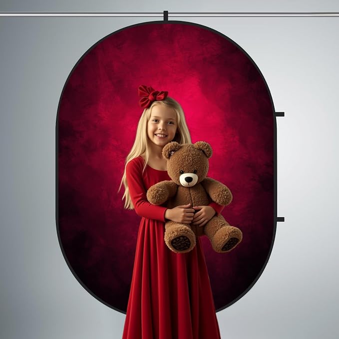 Kate 5'x6.5' Collapsible Backdrop Red Cyan Self Tape Background 171 | Collapsible Backdorp Red Cyan Pop Up Backdorp for Video Conference, Portrait Photography，live streaming - Image 5