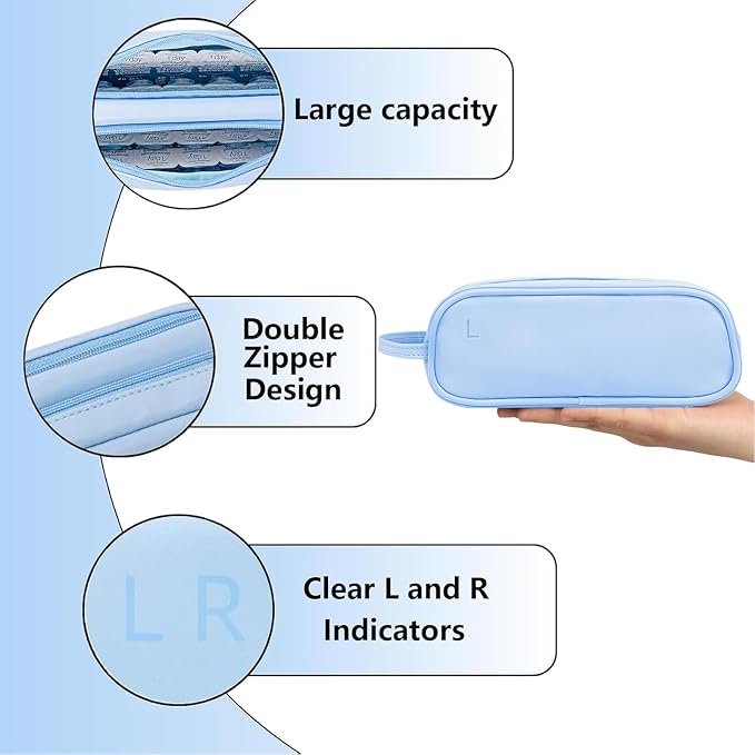 Daily Contact Lens Organizer case,Portable Storage Case for Disposable Daily Contact Lenses, Travel Storage Case with Clearly Labeled R & L, Storage up to 60 lenses (Blue) - Image 2