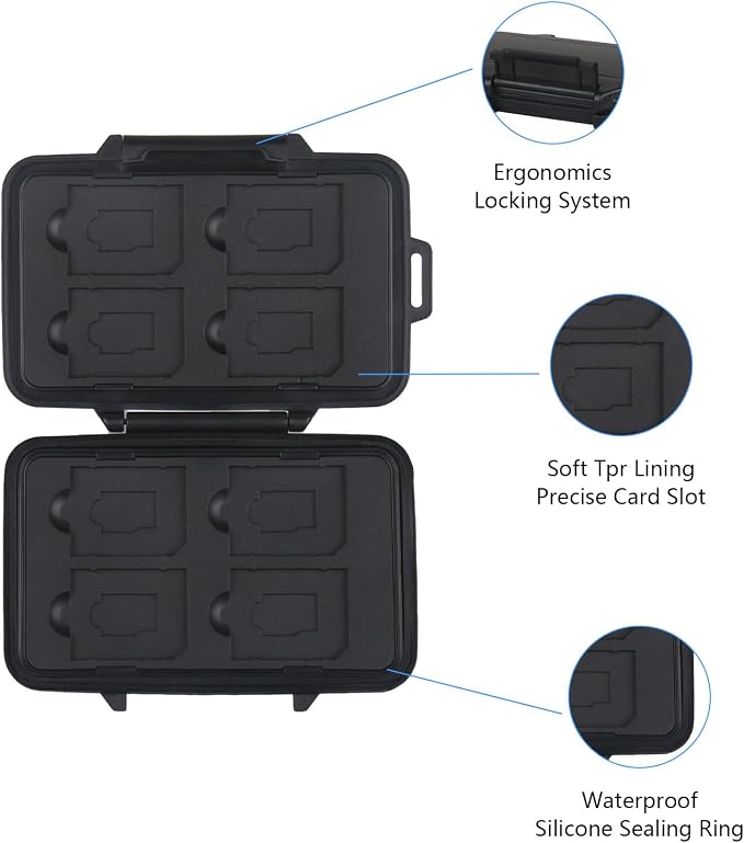 Carrying Box Memory Card Storage Case Holder 8 Slots for SD SDHC MMC Micro SD TF Cards Anti-Shock Holder Storage - Image 2
