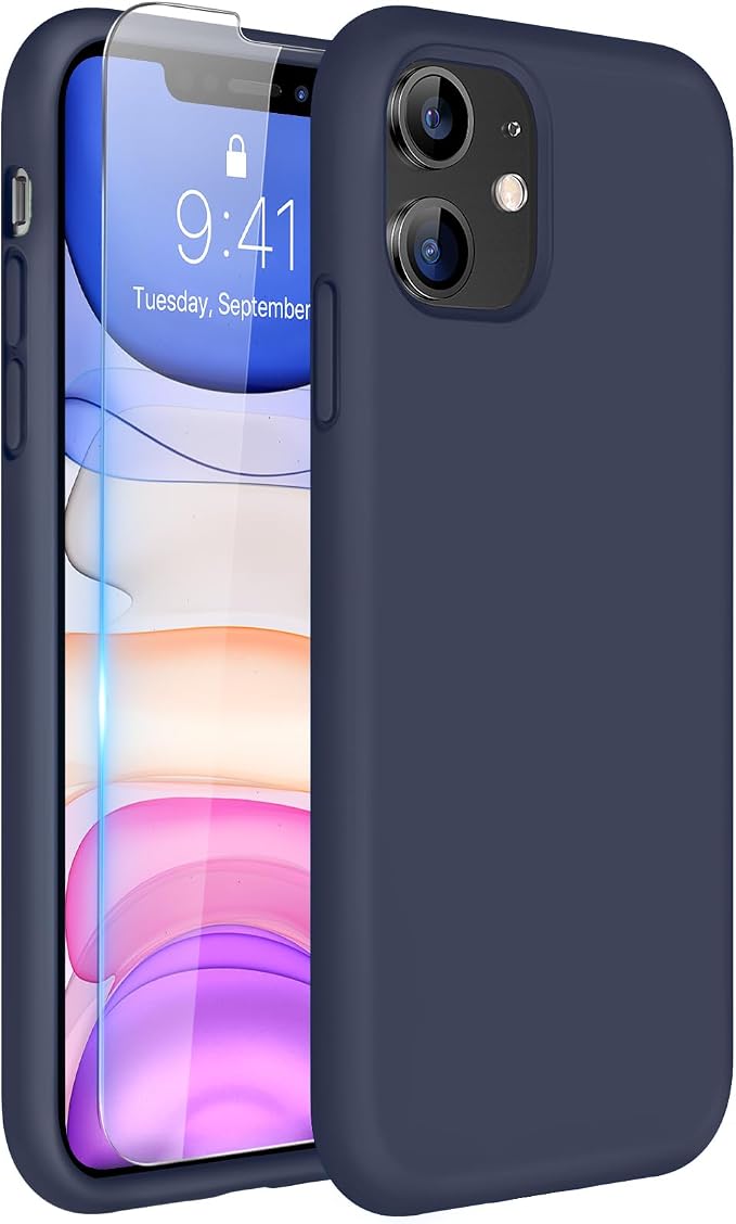 Miracase Silicone for iPhone 11 Phone Case, Dark Blue | Soft Anti-Scratch Microfiber Lining, Premium Silicone Cover Shockproof Drop Protection Phone Case for 11 by Miracase