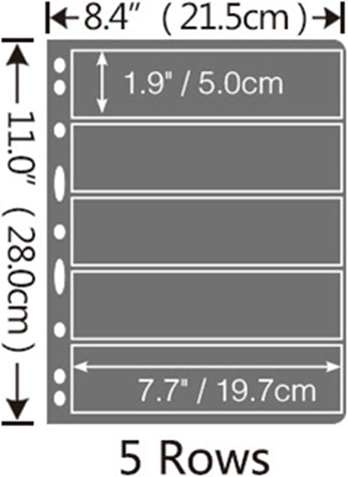 MUDOR Stamp Pages for Stamp Collection Album Binder Book, 10 Sheet 5 Rows | Stamp Sleeves 5 Pocket for Collectors ,Stamp Collecting Sheets Supplies,Professional Pack - Image 3