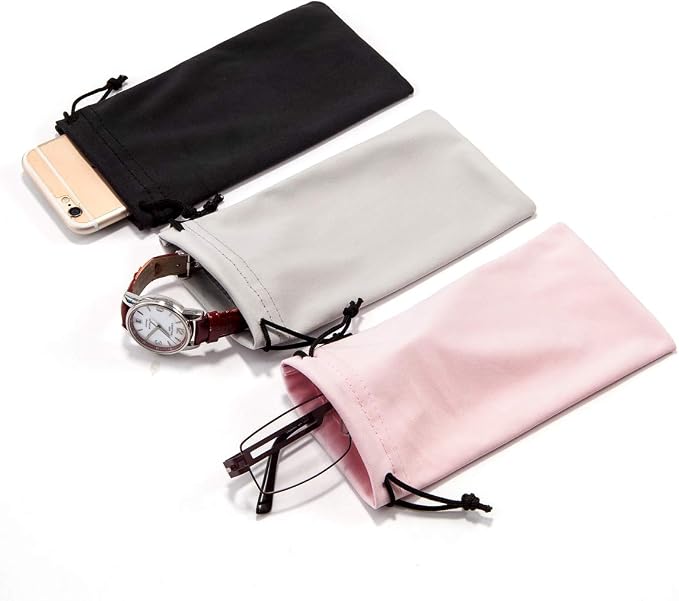 TRIUMPH VISION Glasses Case Soft Eyeglass Case Sunglass Pouch Cloth 3 Pack | Thick Microfiber Pouch Drawstring Pouch Eye Glass Bag Sunglasses Sleeve Storage, Lens Protection Cover,Cleaning Lens Screen - Image 7