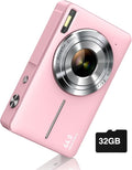 Camkory Digital Camera FHD 1080P with 32G Card 16X Zoom Easy for Kids Pink | Compact camera with anti-shake, Includes 2 batteries & charger. Perfect for parties, trips, birthdays gift from parents. by CAMKORY