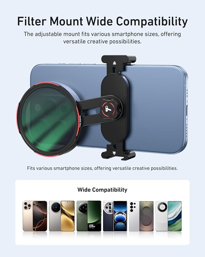TELESIN 67mm 1/4 Black Mist Filter, DSLR Camera Lens, Multi-Layer Nano-Coated Glass, AR&AF Coating, Soft Highlights, Cinematic Look, Water & Fingerprint Protection, for Smartphone Mounts - Image 7