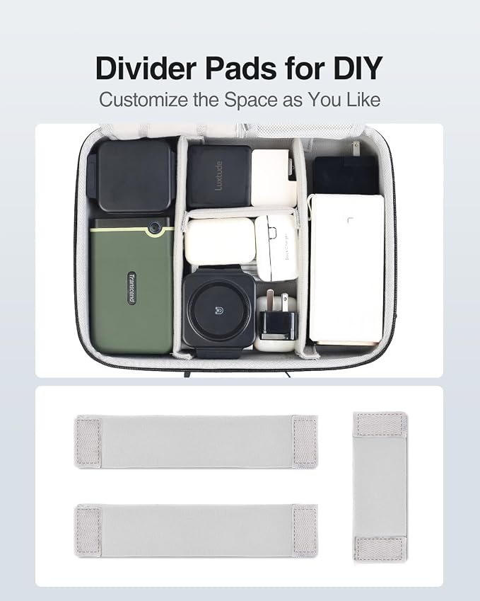 Luxtude Electronic Organizer Travel Case Large, Hard Case for Electronics, EVA Tech Organizers, Travel Cable Bag with Shoulder Strap, Charger Organizers Carrying Cases for iPad(Up to 11’’) - Image 4