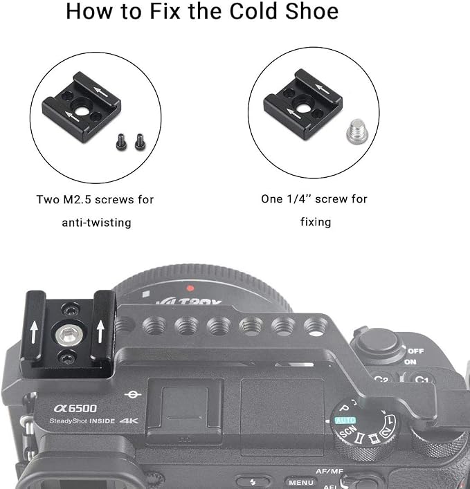 SMALLRIG Cold Shoe Mount Adapter with 1/4" Thread - 1241 | 1/4" Thread Hole to Cold Shoe Adapter, Mounts on Camera & Camcorder Rigs for Mic/LED/Monitor Accessories - Image 5