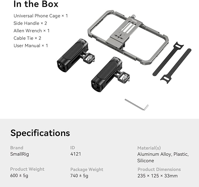 SmallRig Universal Phone Cage, Smartphone Video Rig Kit with Handles, Handheld Filmmaking Vlogging Case Stabilizer for Videomaker, for iPhone 17/16/15 for Samsung for Pixel and Other Android Phones - Image 7