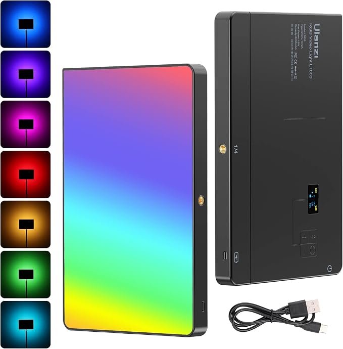 Ulanzi LT003 RGB LED Video Panel Light, 15W Big Panel 2500-9000K 8000mAh | Cri>95 360 Full Color, With Cct, Light Effects Bi- Color Modes, 120-Minute Battery Life For Content Creator Live Broadcast by ulanzi