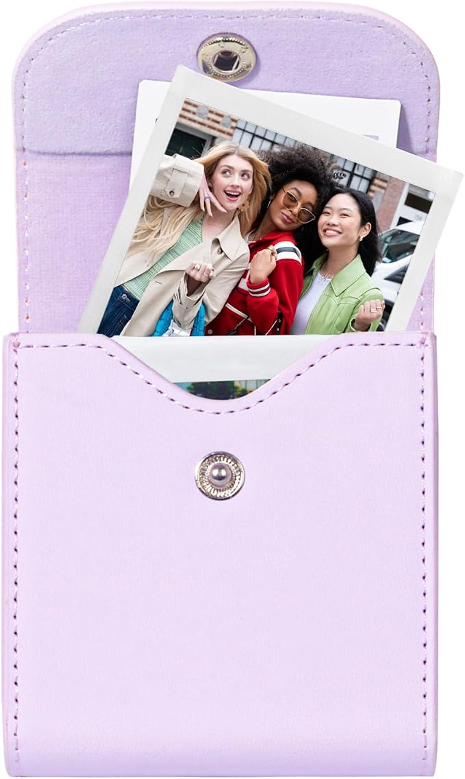 CAIYOULE Square Photo Pouch for Fujifilm Instax SQ Films, Purple | PU Picture Holder Case for Fujifilm Instax SQ1/40/20/10/6/SP-3 2.9x3.4" Film, Photo Storage Pocket, Can hold 50+ SQ Photos by CAIYOULE