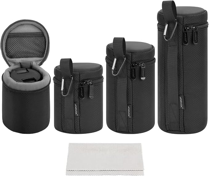ARVOK Camera Lens Case, Water Resistant Protective Pouch for DSLR Camera, 4 Size Thick Bag for Nikon, Tamron, Sigma, Pentax, Sony, Fuji, Panasonic (4 Pack) by ARVOK
