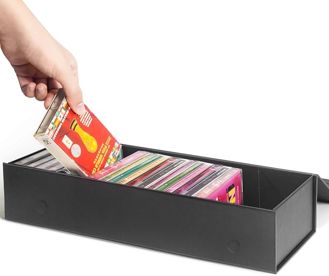 tutata Cassette Tape Storage Box, Cassette Tape Holder 14.25 x 4.5 x 3 Inch, Store Up to 20 Cassette Cases – 1 Pack by TUTATA