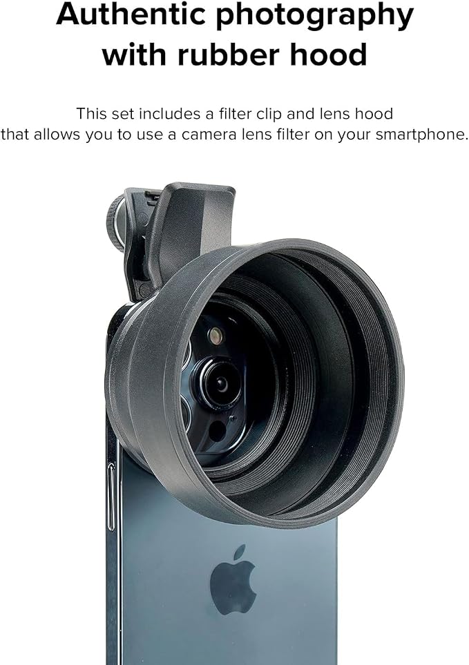 EXAPRO Filter Clip & Lens Hood Kit, Lens Accessory for Smartphone, forφ49mm Camera Lens Filter, Included Hood for Reduction Reflection of Glass, Compatible with iPhone/Android Smartphone, EXP-LH-01 - Image 2