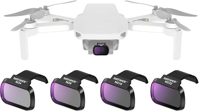 NEEWER ND Filter Set Compatible with DJI Mini 4K/2 SE/SE/2/Mavic Mini (4 Pack) ND4 + ND8 + ND16 + ND32 Snap On Multicoated HD Optical Glass Neutral Density Drone Camera Lens Filter Accessories, FL-B39 by Neewer