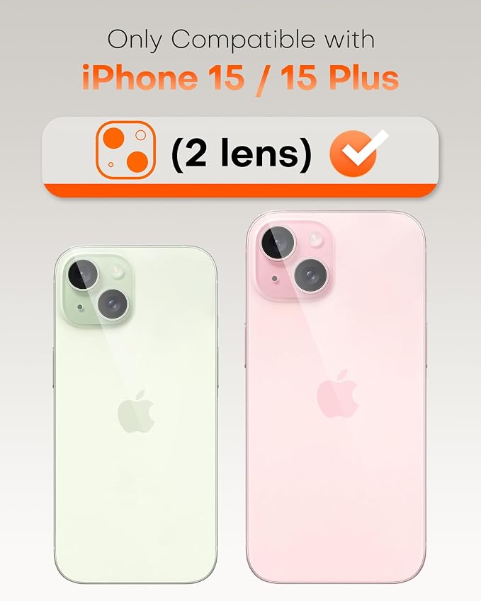 TOCOL Camera Lens Protector for iPhone 15 / iPhone 15 Plus Tempered Glass HD Individual Scratch Resistant Camera Cover Accessories Case Friendly 2 Pack（Light Green） - Image 2