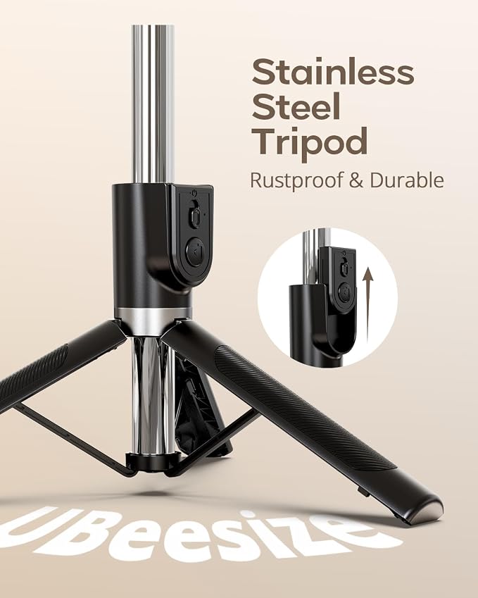 UBeesize Selfie Stick Tripod for iPhone and Android, 52'' Extendable Phone Tripod Stand with Remote, Portable Selfie Sticks with Phone Holder for Video Recording & Travel - Image 4