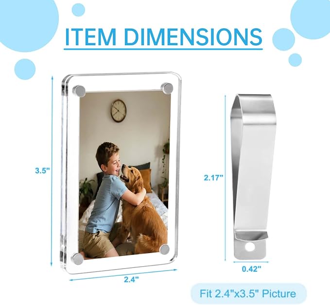 6 Pack Magnetic Car Visor Photo Holder – Personalized Acrylic Clip for Family, Pets, Travel Pictures – Easy Snap-On Car Accessory for Sun Visor (6 Pack, 2.4''x3.5'') - Image 2