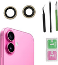 2pcs/Set Back Camera Lens Glass Replacement for iPhone 16 Camera Lens Replacement with Pre-Installed Adhesive + Repair Tool Kit, Anti-Lens Scratch & Waterproof by Dogxiong