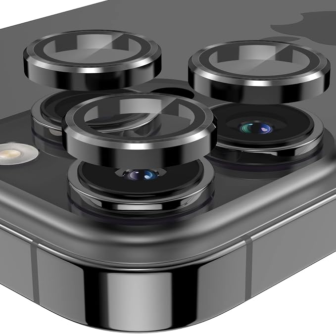 YWXTW Designed for iPhone 14 Pro Max Camera Lens Protector, for iPhone 14 Pro Camera Lens Protector, Individual Metal Anti Scratch HD Clear Case Friendly Tempered Glass Camera Cover, 1 Set (Graphite/Black) by YWXTW