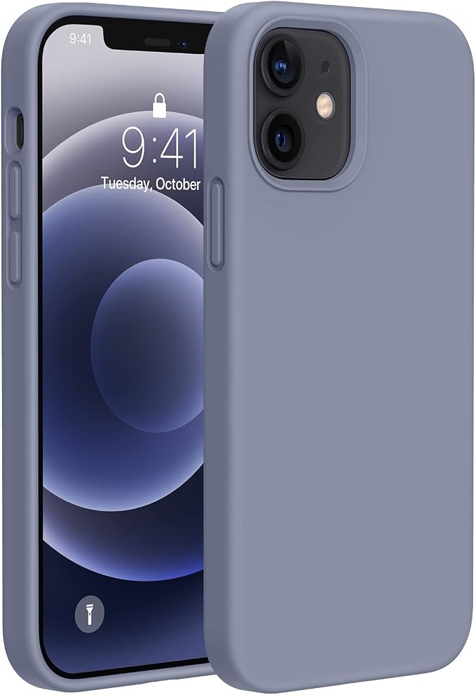 Miracase Silicone for iPhone 12 Case and iPhone 12 Pro Case, Lavender Gray | Liquid Silicone Gel Rubber Shockproof Drop Protection Phone Case for iPhone 12/12 Pro 6.1 inch by Miracase