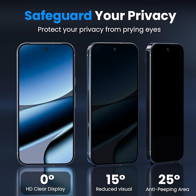 for Google Pixel 10 Pro XL Privacy Screen Protector & Lens Protector | 2+2 Pack, Anti Spy, Support Fingerprint Unlock, 9H Hardness Tempered Glass Film, Case Friendly, Bubble Free, Anti-dust - Image 2
