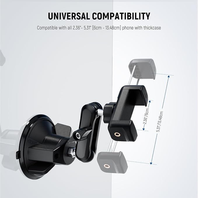 NEEWER Phone Holder for Your Car, 360° Rotating Vacuum Suction Cup Metal Cell Phone Mount Magic Arm Compatible with iPhone Samsung for UTV Windshield Skylight Glass Navigation Video Recording, PA136 - Image 6
