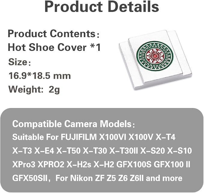 Chinese Mahjong Camera Shutter Button and Camera hot Shoe Cover, Suitable for Fuji XE3/XE4/XT100/XT200/XT20/XT30/XT4/XT5/XPRO2/XPRO3/Nikon ZF (Chinese Mahjong hot Shoe Cover) - Image 9