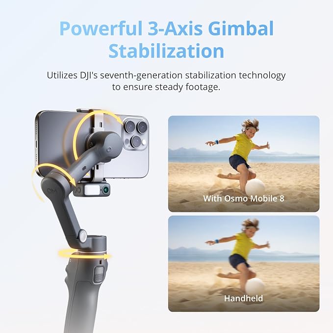 DJI Osmo Mobile 8 Tracking Fill Light Combo | Gimbal Stabilizer for Phone, AI Native Tracking with Audio & Lighting - Image 7