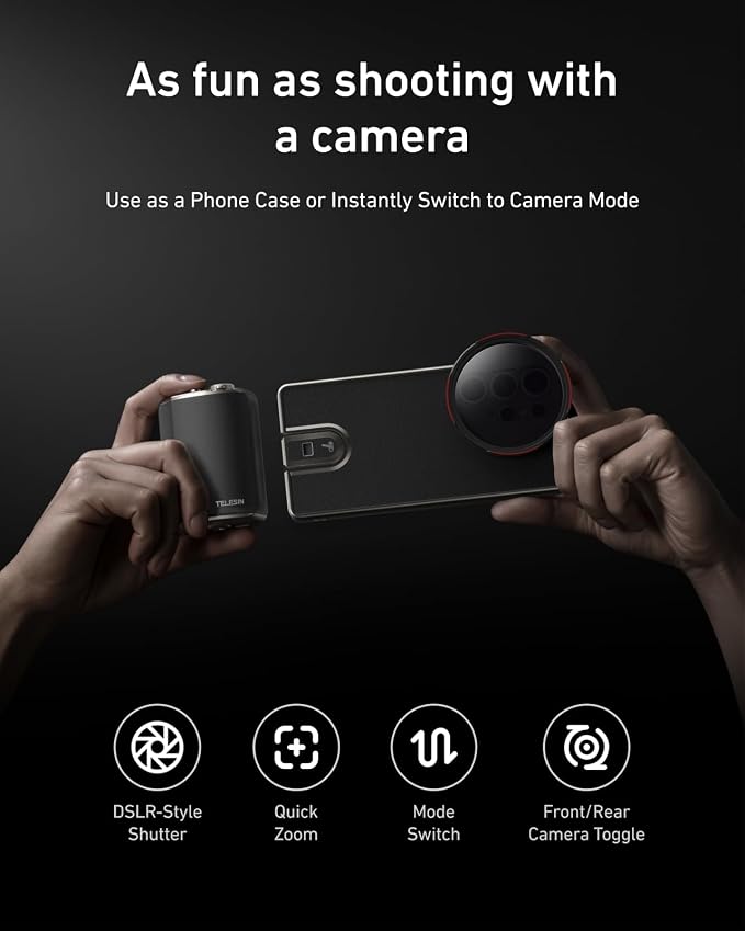 TELESIN Fun Shot Mastergrip Phone Camera Grip Photography Kit (Grip + Phone Case + 67mm VND Lens+67mm CPL Filter Lens) for Samsung Galaxy S25 Ultra, Comfort Ergonomic Professional Master Handle Holder - Image 3