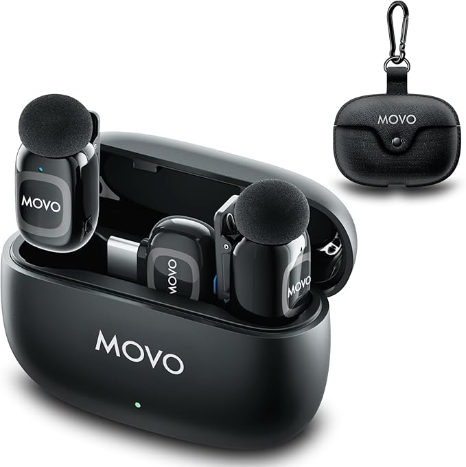 Movo NanoMic Dual USB-C Wireless Microphone for iPhone 15/16/17 and Up, Android, iPad Pro & Laptops – Wireless Lavalier Mic for USB-C Smartphones & Devices, Great for Vlogging & TikTok by Movo