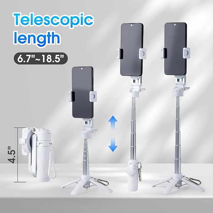 Magnetic Tripod for Phone,2 in 1 for Magsafe Stand＆ Clip Portable Pocket Size Selfie Stick for Android/iPhone,Phone Holder with Wireless Rechargeable Remote Control for Photography, Live Streaming - Image 2
