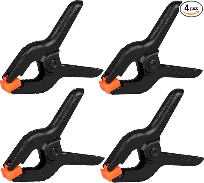 4 Pack Spring Clamps, 6inch Plastic Clips, Backdrop Clips, Big Clamps Heavy Duty, Spring Clips for Crafts, Backdrop Stand, Woodworking, Photography Studios (Black) by Romeda