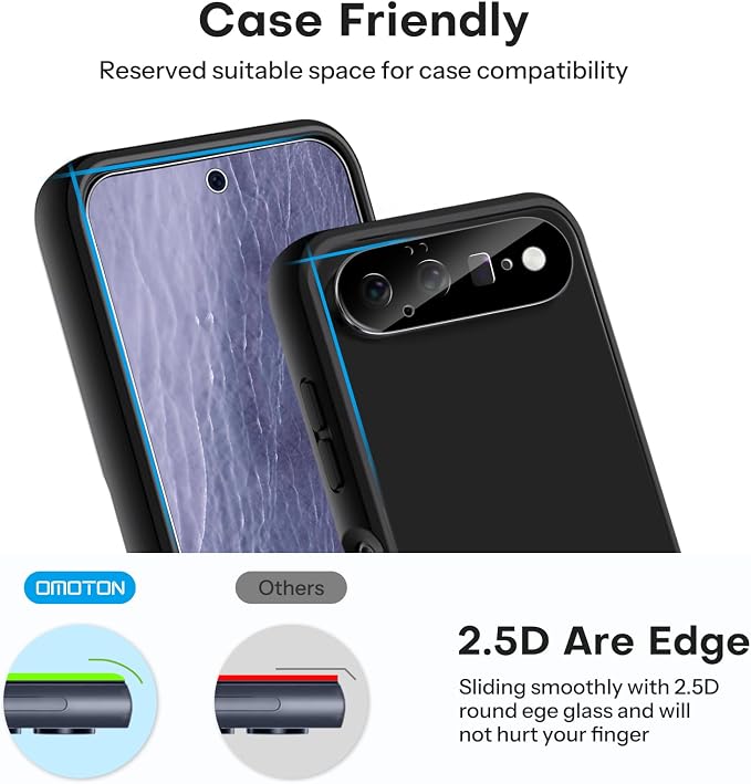 OMOTON 3+2 Pack for Google Pixel 11 Screen Protector 6.3-inch | 3 Tempered Glass Film and 2 Camera Lens Protector with Alignment Framework, Case Friendly (Not for Pixel 11 Pro/ XL) - Image 6