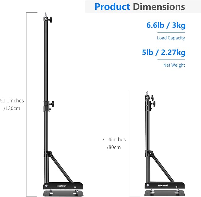 NEEWER Wall Mounting Triangle Boom Arm for Ring Light & Photography Gear | For Monolight, Softbox, Reflector, Umbrella, and Strobe Light, Support 180 Degree Rotation, Max Length 4.3 ft/130cm (Black) - Image 2