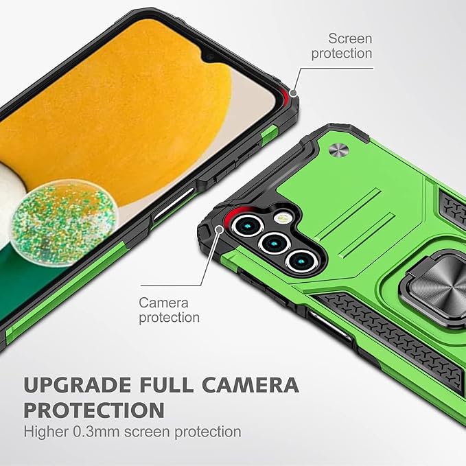 HNHYGETE for Galaxy A13 5G Phone Case with Screen Protector, 360°Military Grade Rotatable Kickstand [Heavy Duty] Protective Cases for Samsung Galaxy A13 5G (Green) - Image 3