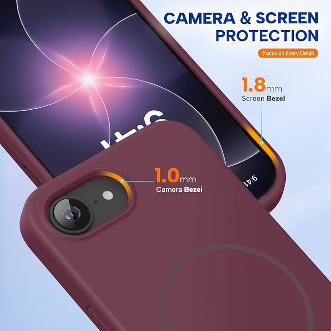 miracase Magnetic for iPhone 17e Case & iPhone 16e Case, [Soft Anti-Scratch Microfiber Lining], Compatible with MagSafe, Silicone Shockproof Protection Phone Case for iPhone 17e/16e, Wine Red - Image 4