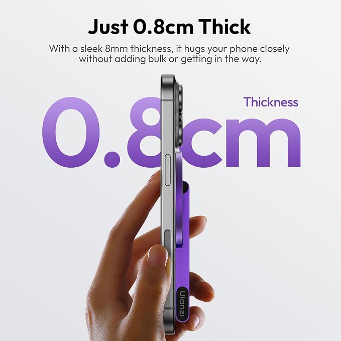 ULANZI MA60 Phone Tripod for Magsafe, Aluminium Mini Phone Stand Purple | Pocket Size Cell Phone Stand, Foldable Selfie Stick for iPhone, Strong Magnet Quick Mount for iPhone 16 15 14 13 12 - Image 3