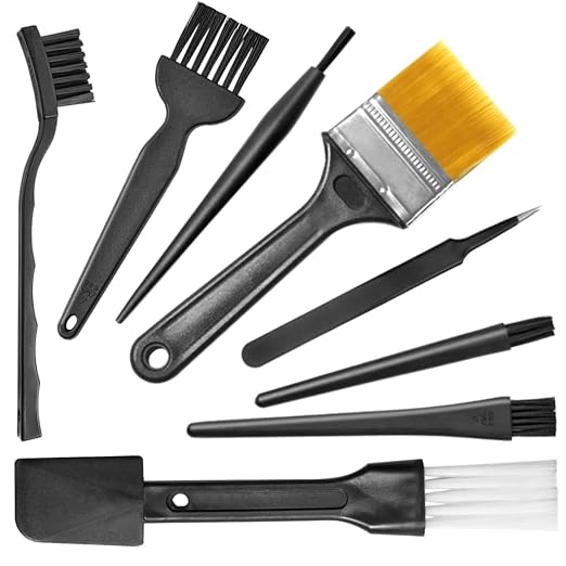 Small Portable Nylon Anti Static Brushes Electronics Computer Keyboard Laptop Cleaning Brush Kit (Black, Set of 8) by APBFH