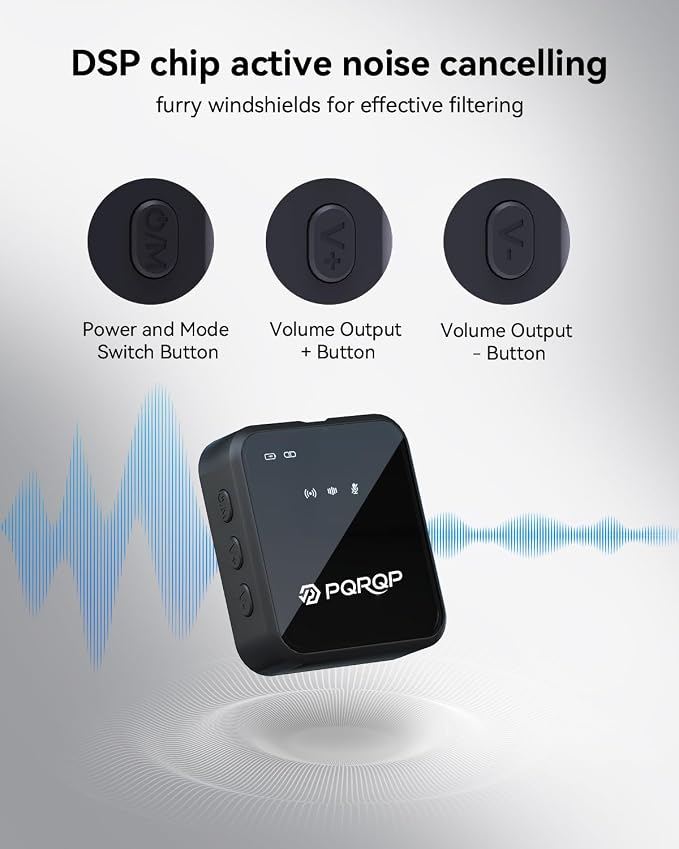 PQRQP 3 in 1 Wireless Lavalier Microphone for iPhone Android & Camera, Mini Clip-On Mic for Video Recording TikTok YouTube Interview, Noise Cancelling, 328ft Range, 18H Battery - Image 2