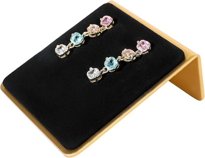 Black earring holders for selling, Velvet earring stands Jewelry display, metal gold studs board【Black】 by GemeShou