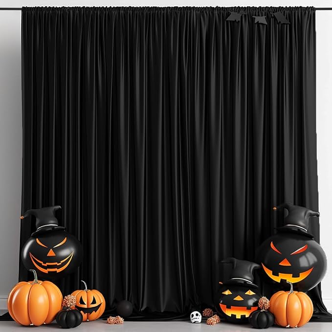 10x10ft Wrinkle Free Black Backdrop Curtain for Parties Soft Fabric Drapes Wedding Black Curtain Backdrop for Birthday Party Decorations Background for Photography 5x10ft, 2 Panels - Image 8