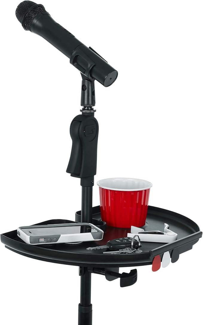 Gator Frameworks Essentials Line Mic Stand 14x9" XL Accessory Tray | Holds Picks, Accessories, and a Drink Clamps Securely to Mic Stands (GFW-MICACCTRAYXL) by GatorCases