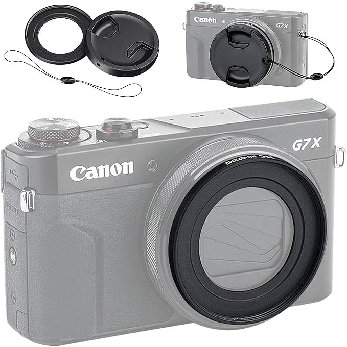 Metal 49mm Filter Lens Adapter with Cap for Canon PowerShot G7X III II G5X | Aluminium Alloy G7XM3 G7XM2 G7X G5X 49mm Filter Adapter, w Snap-On Lens Cap & Cap Keeper String,Installing UV CPL ND Filter by JJC