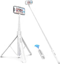 ATUMTEK 60" Selfie Stick Tripod, All in One Extendable Phone Tripod Stand with Bluetooth Remote 360° Rotation for iPhone and Android Phone Selfies, Video Recording, Vlogging, Live Streaming, White by ATUMTEK