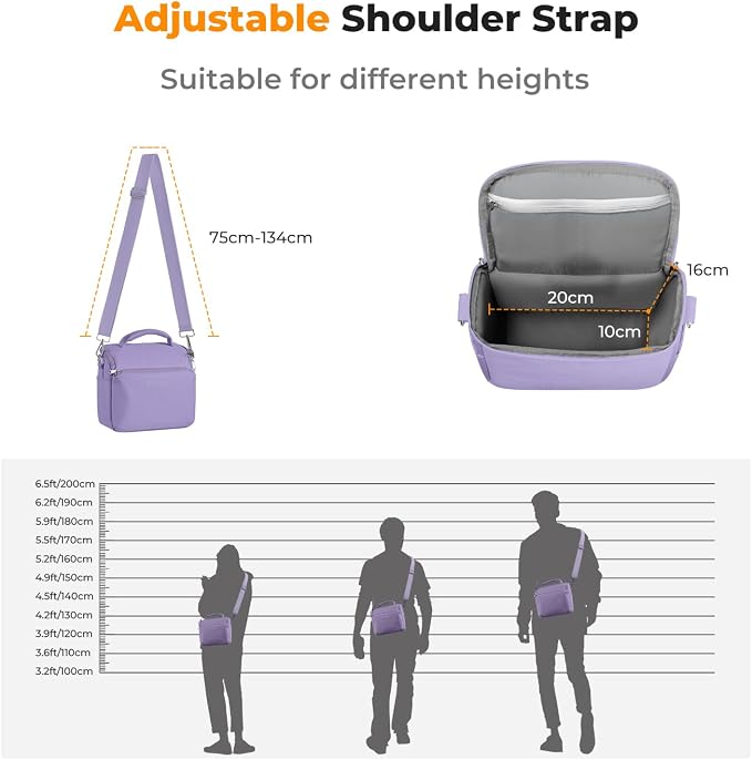 K&F CONCEPT Camera Sling Bag Small Crossbody Case | For DSLR/SLR Camera, Cute & Compact, Shoulder Photography Bags, Compatible for Canon/Nikon/Sony, BS09 - Image 6