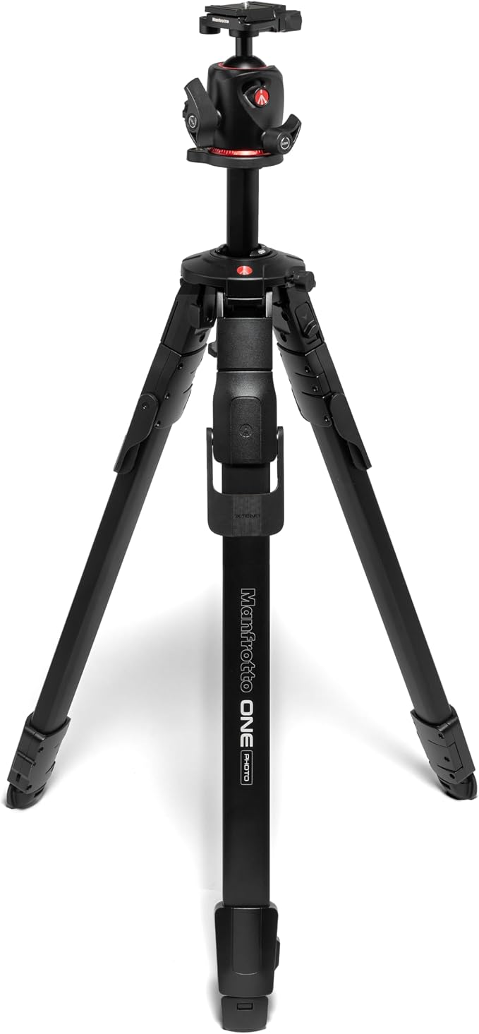 Manfrotto ONE Photo, Aluminum Tripod Kit, XPRO Ball Head Arca Swiss, 26.4lbs Load, 90° Horizontal Column, XTEND Legs Fast Setup, Modular Feet, Professional Photo Tripod Kit, DSLR & Mirrorless Cameras by Unknown