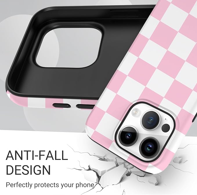 TPU Phone Case for iPhone 16 Pro Max, MagSafe Wireless Charging Compatible, Shockproof Slim Fit Protective Cover with Anti-Yellowing & Raised Camera Protection (Plaid 4, iPhone 16 Pro Max) - Image 5