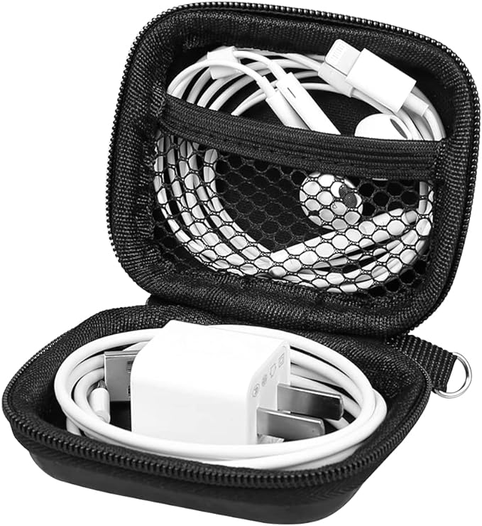 Earbud Case Holder Earphone Case Hard EVA Headphone Storage Bag Small Zipper Pouch Compatible with Wired Earbuds, JBL Vibe Beam 2, Tune Flex, Live Pro 2, TAGRY X08, Btootos A90 Pro -with Clip - Image 2