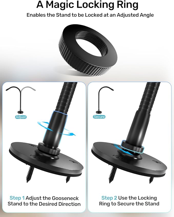 19-Inch Gooseneck Microphone Stand, Desktop & Wall Mount with Flange Base | Flexible Gooseneck Mic Arm, Heavy Duty Steel, Flange Mount Base, for Podium, Studio, Lecture, Podcast, Gaming, Streaming - Image 7